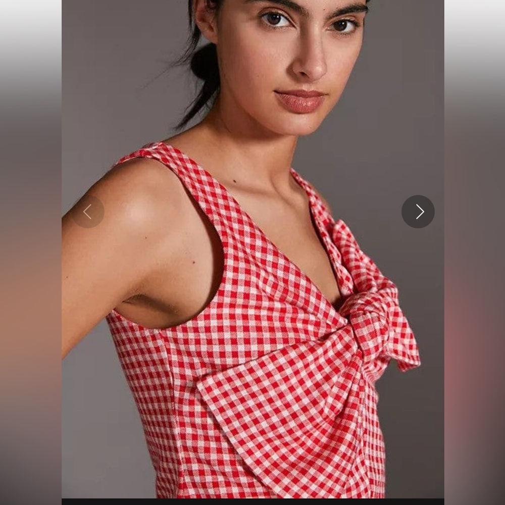 Gingham Sleeveless Plaid Bow Top